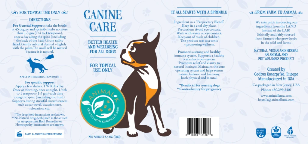 Canine care label